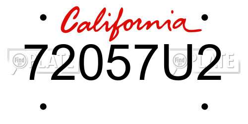 72057U2 California License Plate