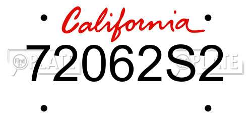 72062S2 California License Plate