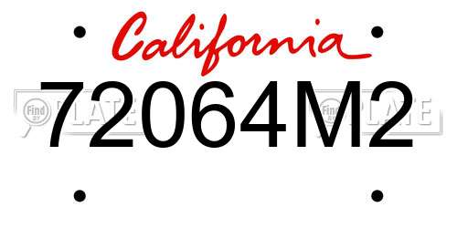 72064M2 California License Plate