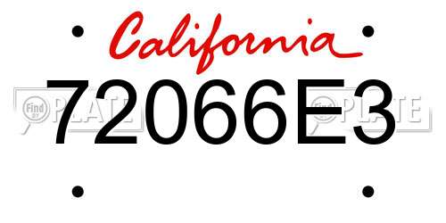 72066E3 California License Plate