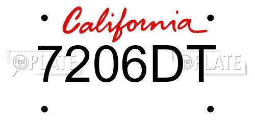 7206DT California License Plate