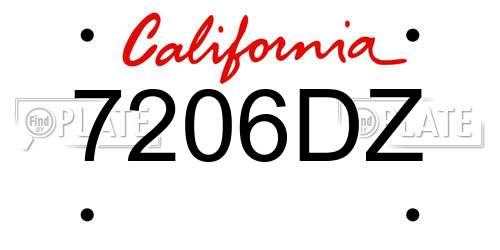 7206DZ California License Plate