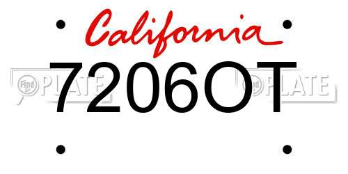 7206OT California License Plate