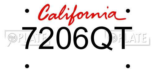 7206QT California License Plate