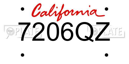 7206QZ California License Plate