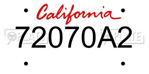 72070A2 California License Plate