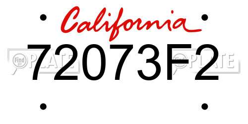 72073F2 California License Plate
