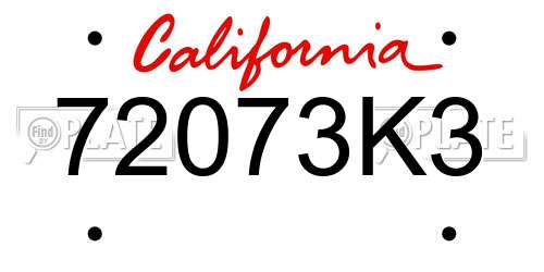 72073K3 California License Plate