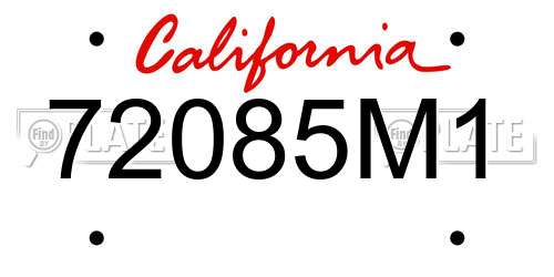 72085M1 California License Plate