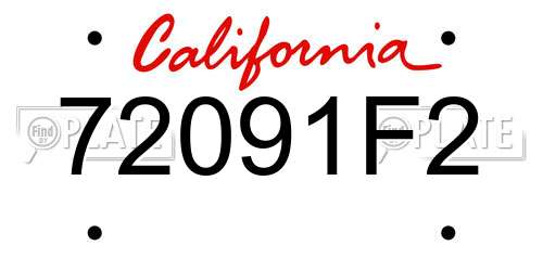 72091F2 California License Plate