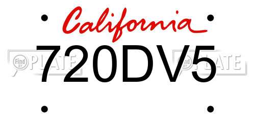720DV5 California License Plate
