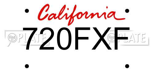 720FXF California License Plate