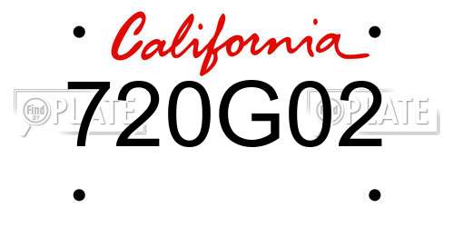 720G02 California License Plate