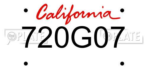720G07 California License Plate