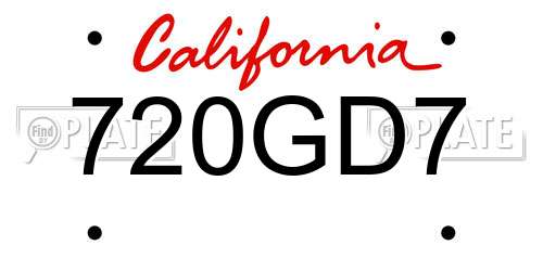 720GD7 California License Plate