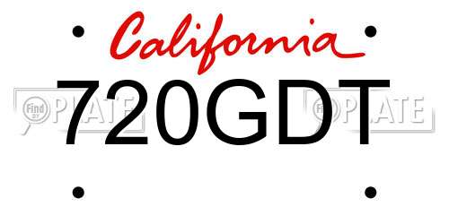 720GDT California License Plate