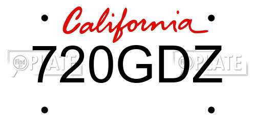 720GDZ California License Plate