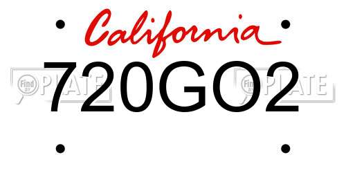 720GO2 California License Plate