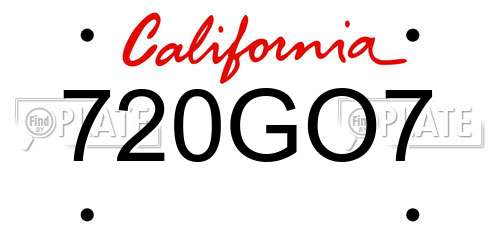 720GO7 California License Plate
