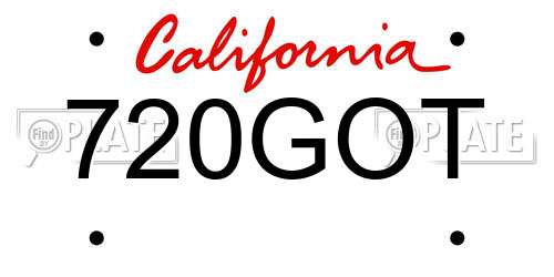 720GOT California License Plate