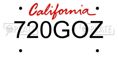 720GOZ California License Plate