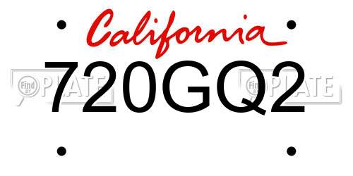 720GQ2 California License Plate
