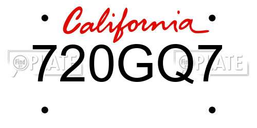 720GQ7 California License Plate