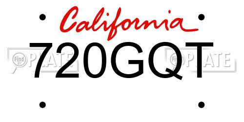 720GQT California License Plate