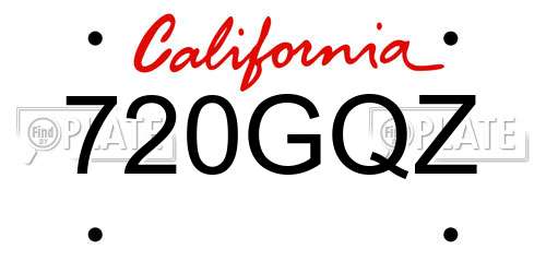 720GQZ California License Plate