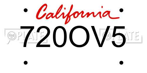 720OV5 California License Plate