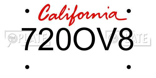 720OV8 California License Plate