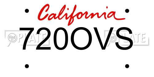 720OVS California License Plate