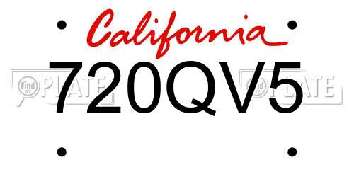 720QV5 California License Plate
