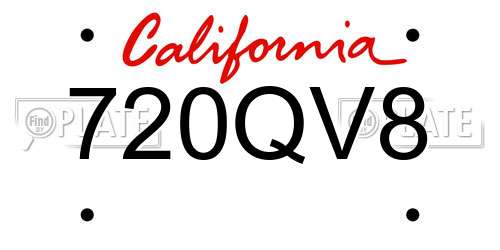720QV8 California License Plate