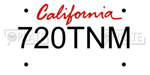 720TNM California License Plate