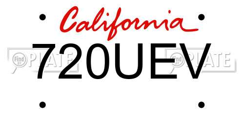 720UEV California License Plate