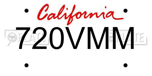 720VMM California License Plate