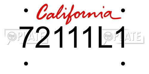 72111L1 California License Plate
