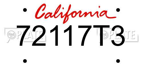72117T3 California License Plate
