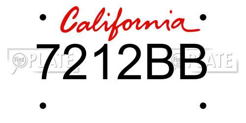 7212BB California License Plate
