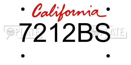 7212BS California License Plate