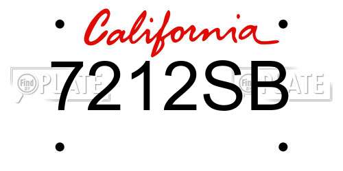 7212SB California License Plate