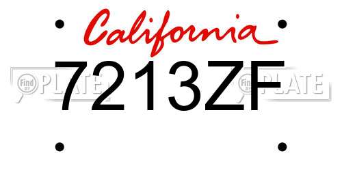 7213ZF California License Plate
