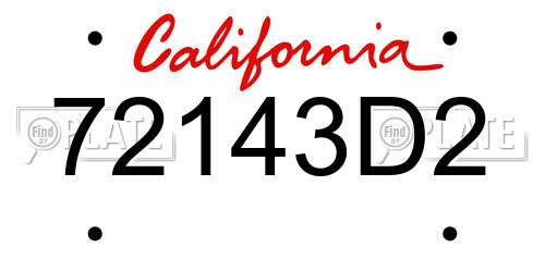 72143D2 California License Plate