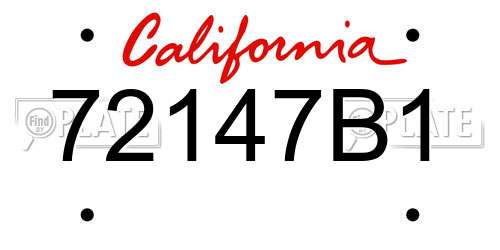 72147B1 California License Plate