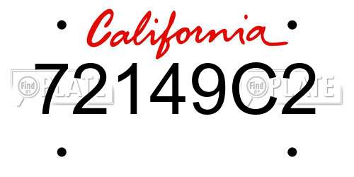 72149C2 California License Plate