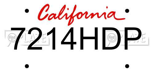 7214HDP California License Plate