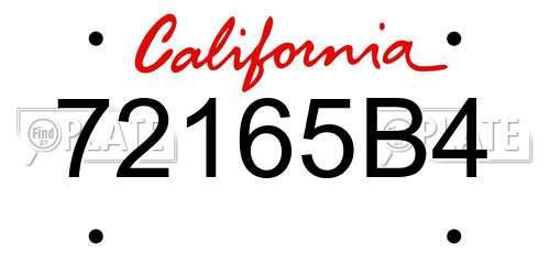 72165B4 California License Plate