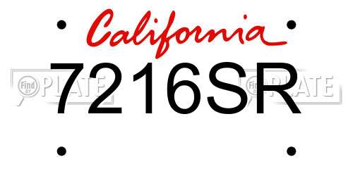 7216SR California License Plate