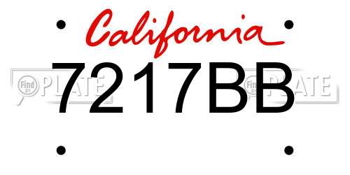 7217BB California License Plate